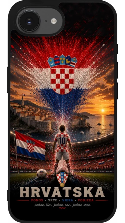 iPhone 17e / 16e Case Hülle - Silikon schwarz Fussball Kroatien splash 2026