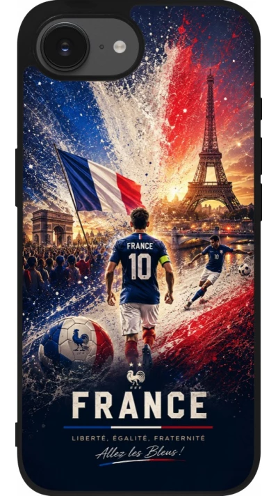 iPhone 17e / 16e Case Hülle - Silikon schwarz Fussball Frankreich splash 2026