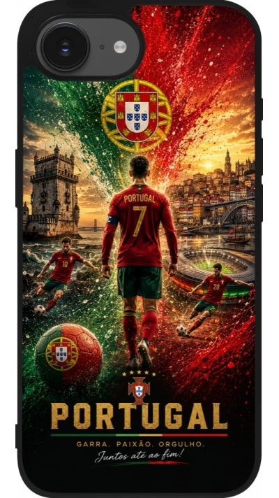 iPhone 17e / 16e Case Hülle - Silikon schwarz Fussball Portugal splash 2026