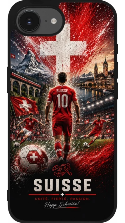 iPhone 17e / 16e Case Hülle - Silikon schwarz Fussball Suisse splash 2026