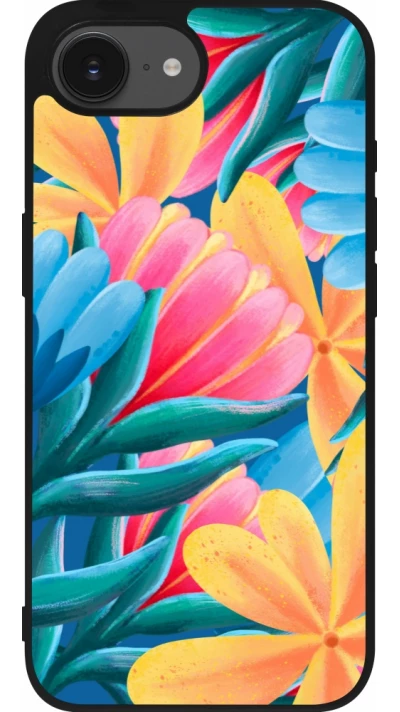 Coque iPhone 17e / 16e - Silicone rigide noir Spring 23 colorful flowers