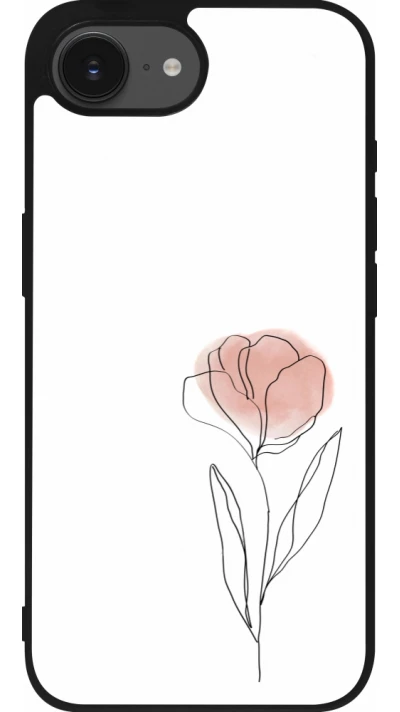 Coque iPhone 17e / 16e - Silicone rigide noir Spring 23 minimalist flower