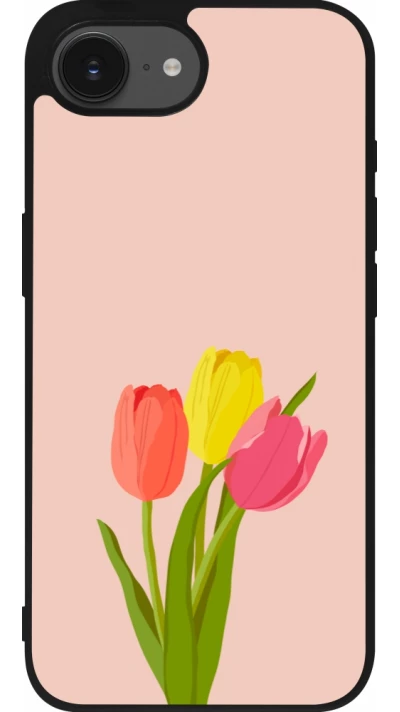 Coque iPhone 17e / 16e - Silicone rigide noir Spring 23 tulip trio