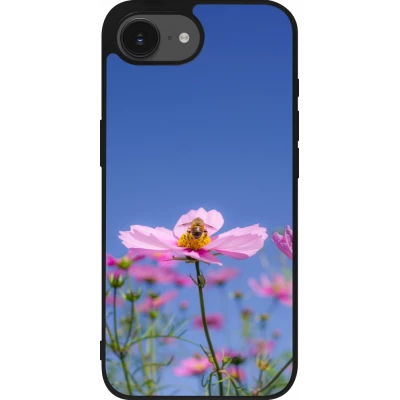 Coque iPhone 17e / 16e - Silicone rigide noir Bee on a flower Spring 2026