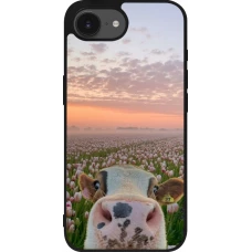 iPhone 17e / 16e Case Hülle - Silikon schwarz Cow with tulips Spring 2026
