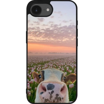 iPhone 17e / 16e Case Hülle - Silikon schwarz Cow with tulips Spring 2026