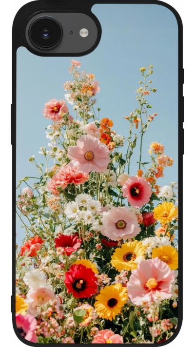 Coque iPhone 17e / 16e - Silicone rigide noir Spring flowers Spring 2026