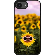 Coque iPhone 17e / 16e - Silicone rigide noir Sunflower with glasses Spring 2026