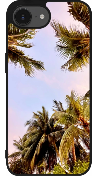 Coque iPhone 17e / 16e - Silicone rigide noir Summer 2023 palm tree vibe