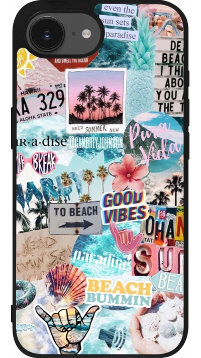 Coque iPhone 17e / 16e - Silicone rigide noir Summer 20 collage