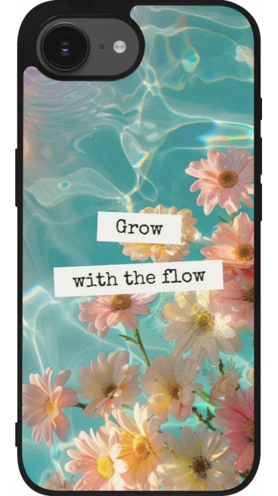 Coque iPhone 17e / 16e - Silicone rigide noir Summer 2025 Grow with the flow