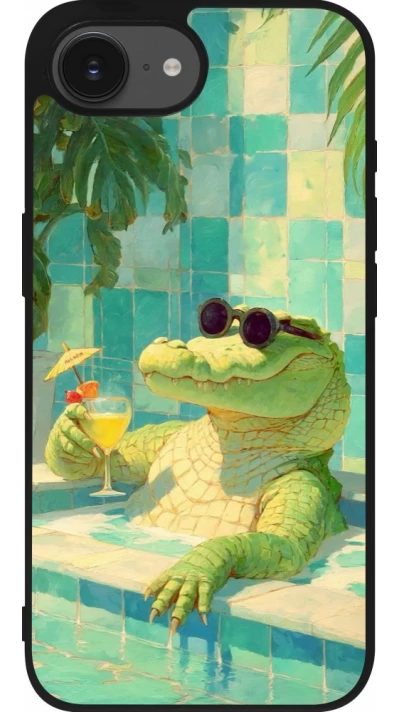 iPhone 17e / 16e Case Hülle - Silikon schwarz Crocodile in the swimming pool Summer 2026