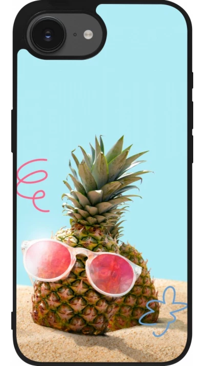 iPhone 17e / 16e Case Hülle - Silikon schwarz Pineapple with glasses Summer 2026
