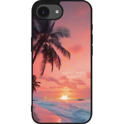 Coque iPhone 17e / 16e - Silicone rigide noir Watch more sunsets Summer 2026