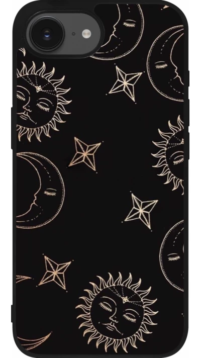 Coque iPhone 17e / 16e - Silicone rigide noir Suns and Moons
