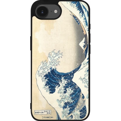 Coque iPhone 17e / 16e - Silicone rigide noir Tableau art - La Grande Vague de Kanagawa - Hokusai