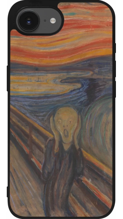 Coque iPhone 17e / 16e - Silicone rigide noir Tableau art - Le Cri - Edvard Munch