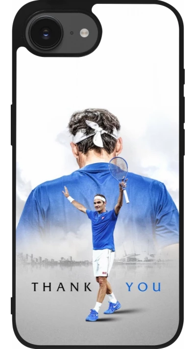 Coque iPhone 17e / 16e - Silicone rigide noir Thank you Roger
