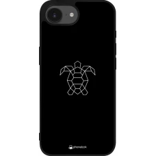 Coque iPhone 17e / 16e - Silicone rigide noir Turtles lines on black