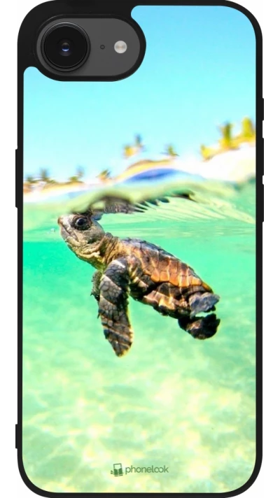 Coque iPhone 17e / 16e - Silicone rigide noir Turtle Underwater
