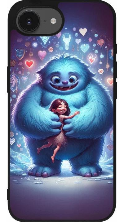 Coque iPhone 17e / 16e - Silicone rigide noir Valentine 2024 Fluffy Love