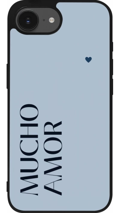 iPhone 16e Case Hülle - Silikon schwarz Valentine 2024 mucho amor azul