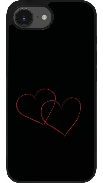 Coque iPhone 17e / 16e - Silicone rigide noir Valentine 2023 attached heart