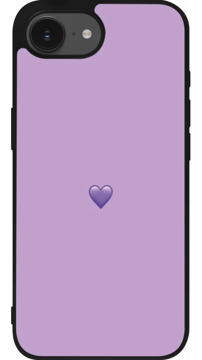 Coque iPhone 17e / 16e - Silicone rigide noir Valentine 2023 purpule single heart