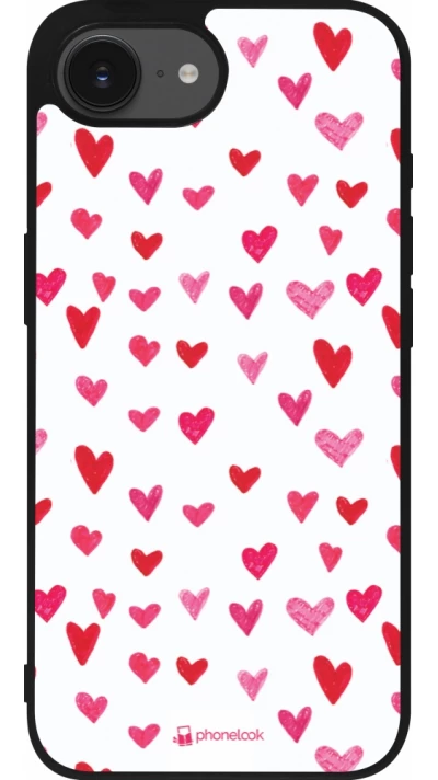 Coque iPhone 17e / 16e - Silicone rigide noir Valentine 2022 Many pink hearts