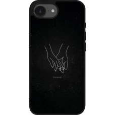 Coque iPhone 17e / 16e - Silicone rigide noir Valentine 2023 hands forever