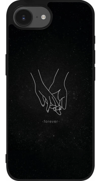 Coque iPhone 17e / 16e - Silicone rigide noir Valentine 2023 hands forever