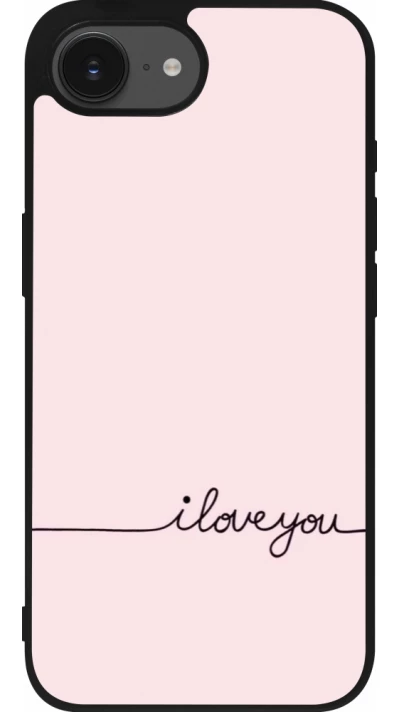 Coque iPhone 17e / 16e - Silicone rigide noir Valentine 2023 i love you writing