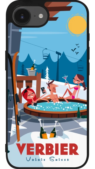 iPhone 16e Case Hülle - Silikon schwarz Verbier Mountain Jacuzzi