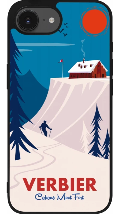iPhone 16e Case Hülle - Silikon schwarz Verbier Cabane Mont-Fort