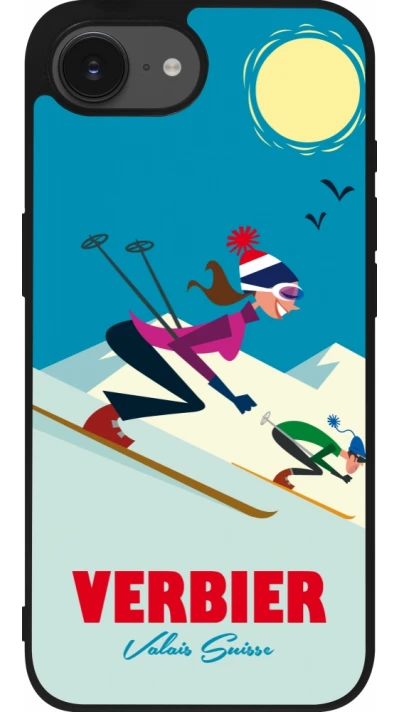 iPhone 16e Case Hülle - Silikon schwarz Verbier Ski Downhill