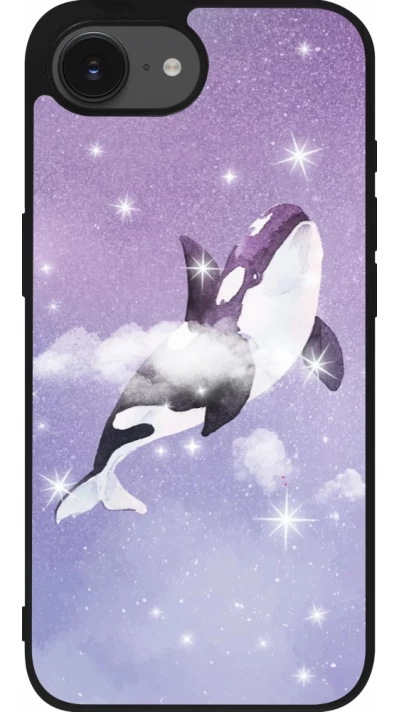 iPhone 16e Case Hülle - Silikon schwarz Whale in sparking stars