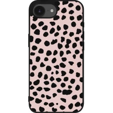 Coque iPhone 17e / 16e - Silicone rigide noir Wild Leopard Pink