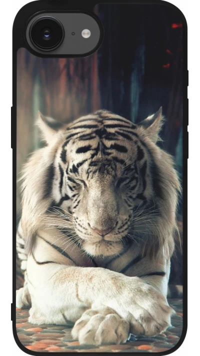 iPhone 16e Case Hülle - Silikon schwarz Zen Tiger