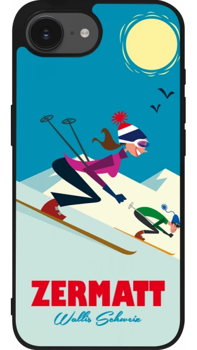 iPhone 16e Case Hülle - Silikon schwarz Zermatt Ski Downhill