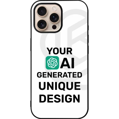 Coque iPhone 16 Pro Max - Silicone rigide noir 100% unique générée par intelligence artificielle (AI) avec vos idées