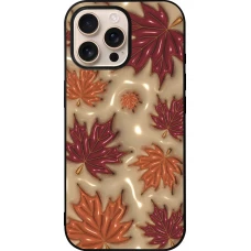 Coque iPhone 16 Pro Max - Silicone rigide noir Autumn 26 3D leaves