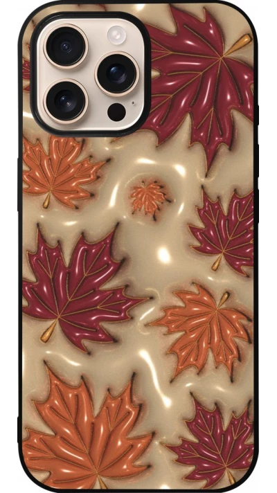 Coque iPhone 16 Pro Max - Silicone rigide noir Autumn 26 3D leaves