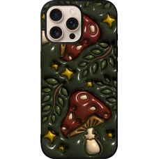 iPhone 16 Pro Max Case Hülle - Silikon schwarz Autumn 26 3D mushrooms