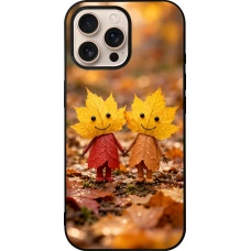 iPhone 16 Pro Max Case Hülle - Silikon schwarz Autumn 26 Couple of leaves