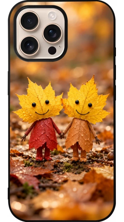 Coque iPhone 16 Pro Max - Silicone rigide noir Autumn 26 Couple of leaves