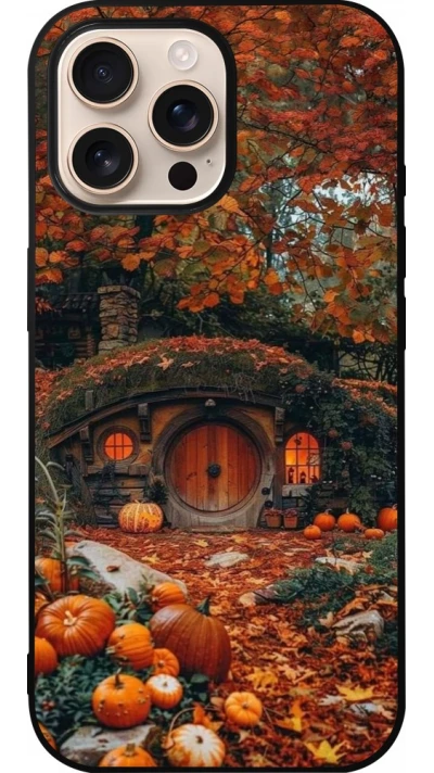 Coque iPhone 16 Pro Max - Silicone rigide noir Autumn 26 Hobbit house