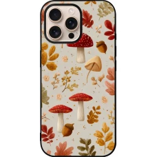 iPhone 16 Pro Max Case Hülle - Silikon schwarz Autumn 26 Mushrooms and leaves