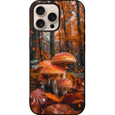 iPhone 16 Pro Max Case Hülle - Silikon schwarz Autumn 26 Mushrooms in the woods