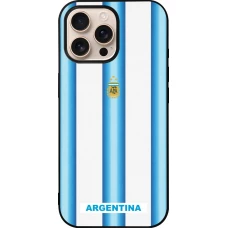 Coque iPhone 16 Pro Max - Silicone rigide noir Maillot de football Argentine 2026 personnalisable