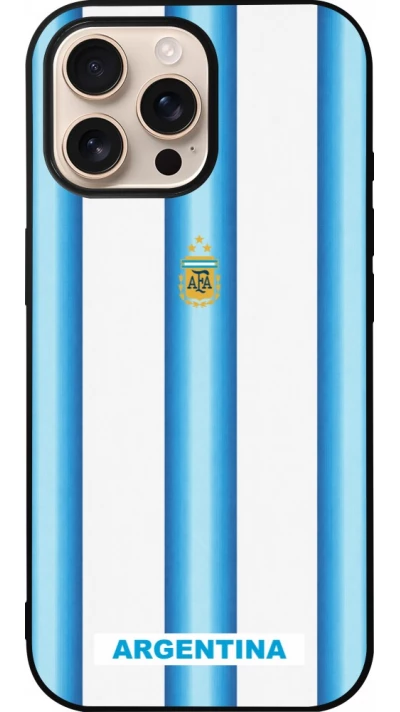 Coque iPhone 16 Pro Max - Silicone rigide noir Maillot de football Argentine 2026 personnalisable
